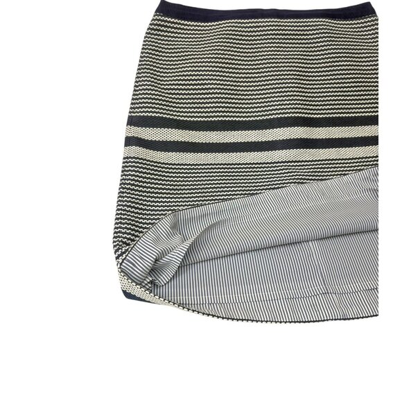J Crew G2449 Navy Blue White Tweed Striped Pencil Skirt - Picture 8 of 9